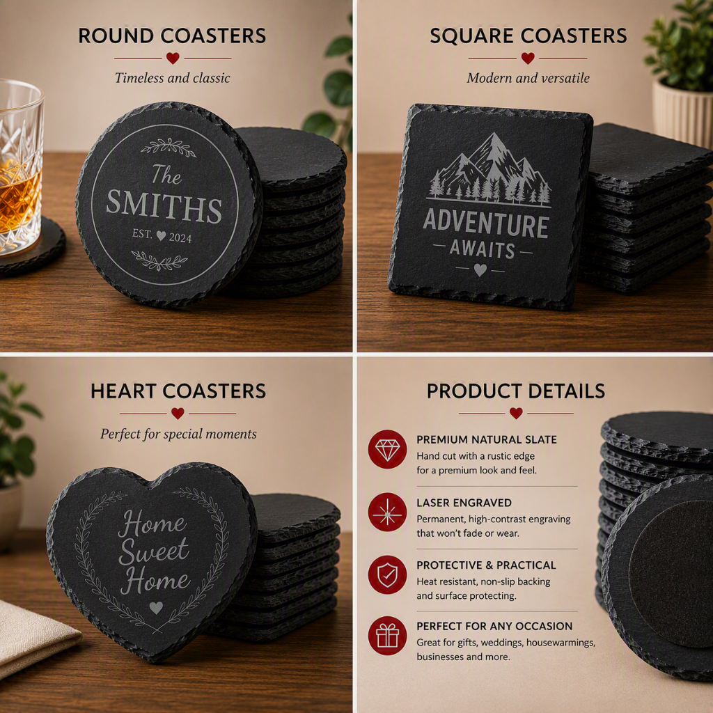 Custom Engraved Slate Coasters