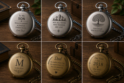 Custom Engraved Pocket Watch with Chain