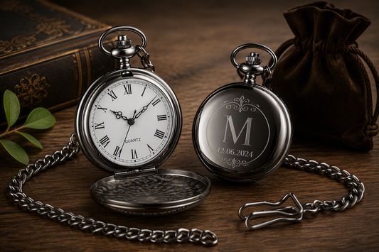 Custom Engraved Pocket Watch with Chain