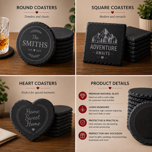 Custom Engraved Slate Coasters